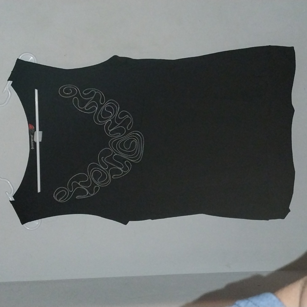 Elegant Black Embellished Tank Top